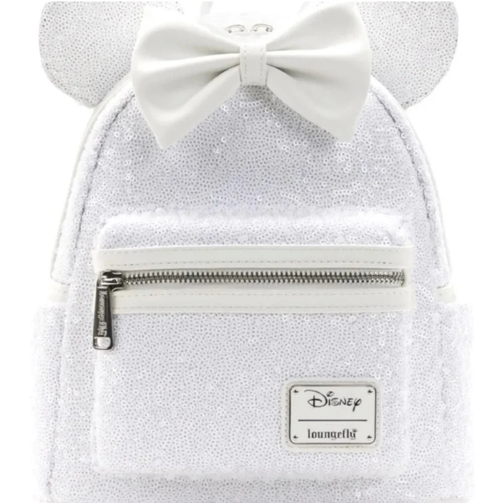 Loungefly white sequin‎ mini backpack